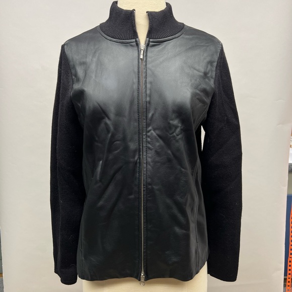 Vintage Pendleton leather and wool zip up jacket black medium - Picture 1 of 5